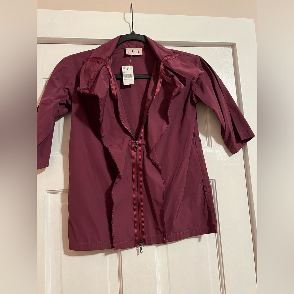 LANVIN TAFFETA • SHREDDED EDGE • ZIP BLOUSE